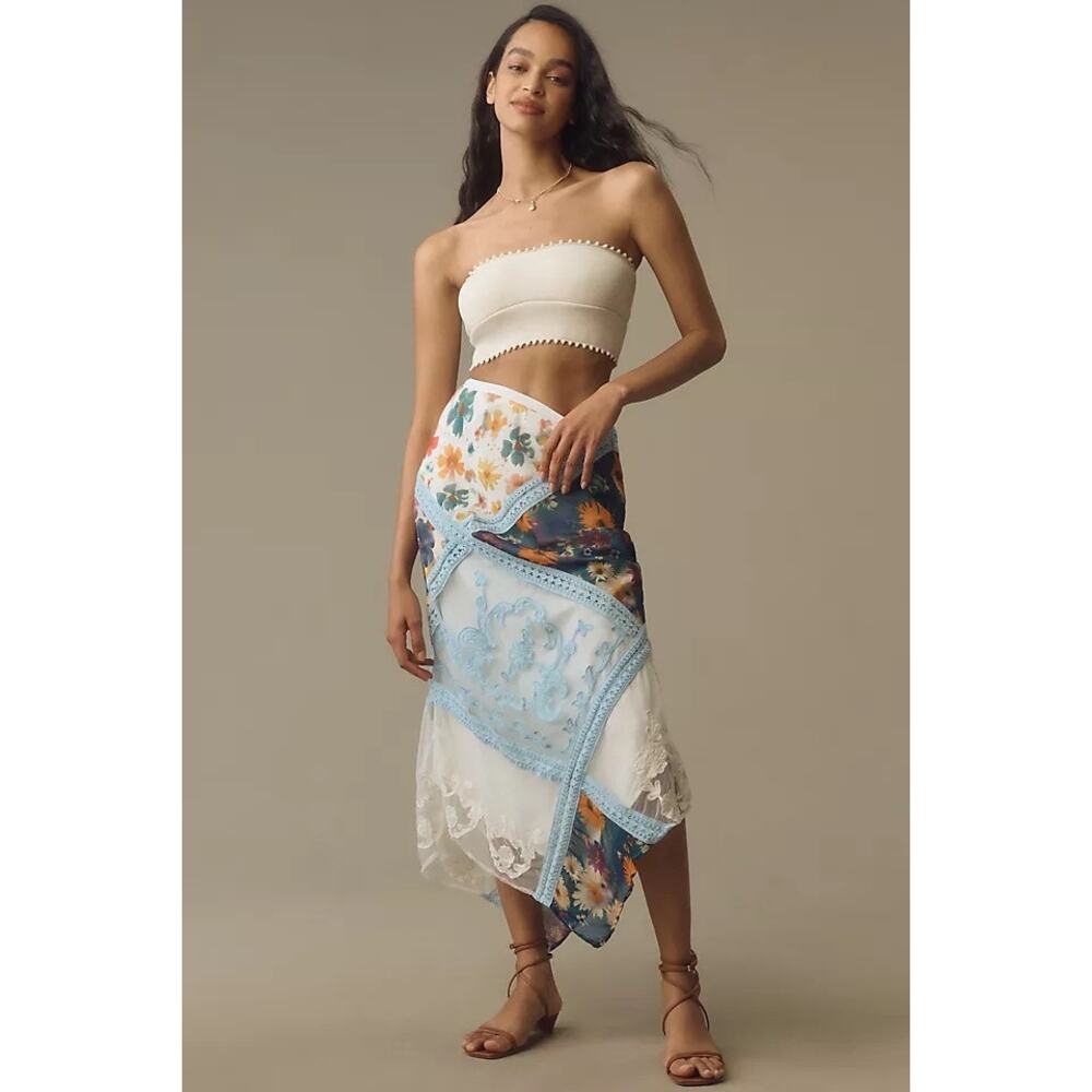 By Anthropologie Printed Mermaid Maxi Skirt Large - Picture 3 of 6